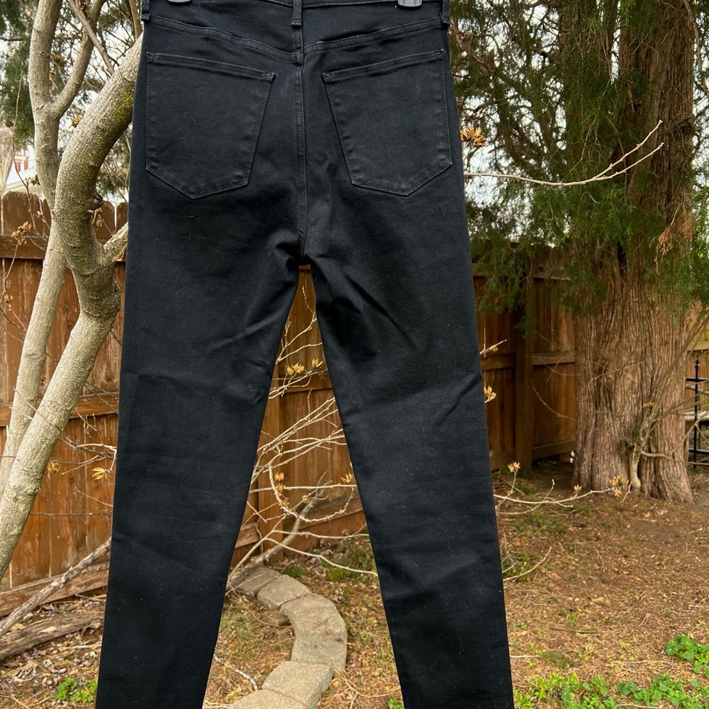 NWOT Abercrombie black jeans ultra high rise super skinny raw hem 28R 6 - Picture 10 of 15